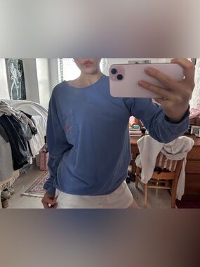 Buoy coast blue long-sleeve tee w/ pocket